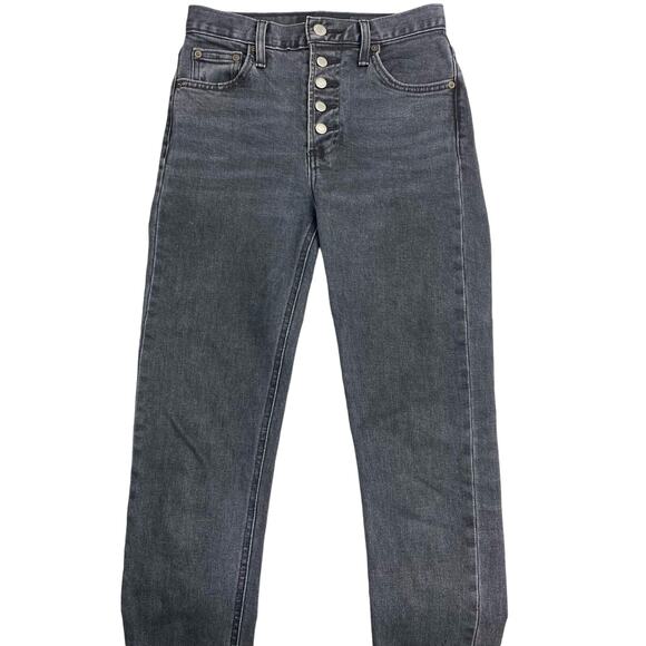 DENIM FORUM Aritzia The Yoko High Rise Slim Jean Sz 23 Frayed Cut Off Hem - Picture 3 of 13